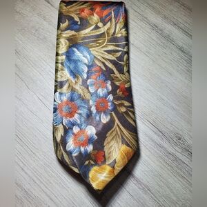 Mens ITALIAN (Pure Silk) Floral Pattern Necktie 54" Long